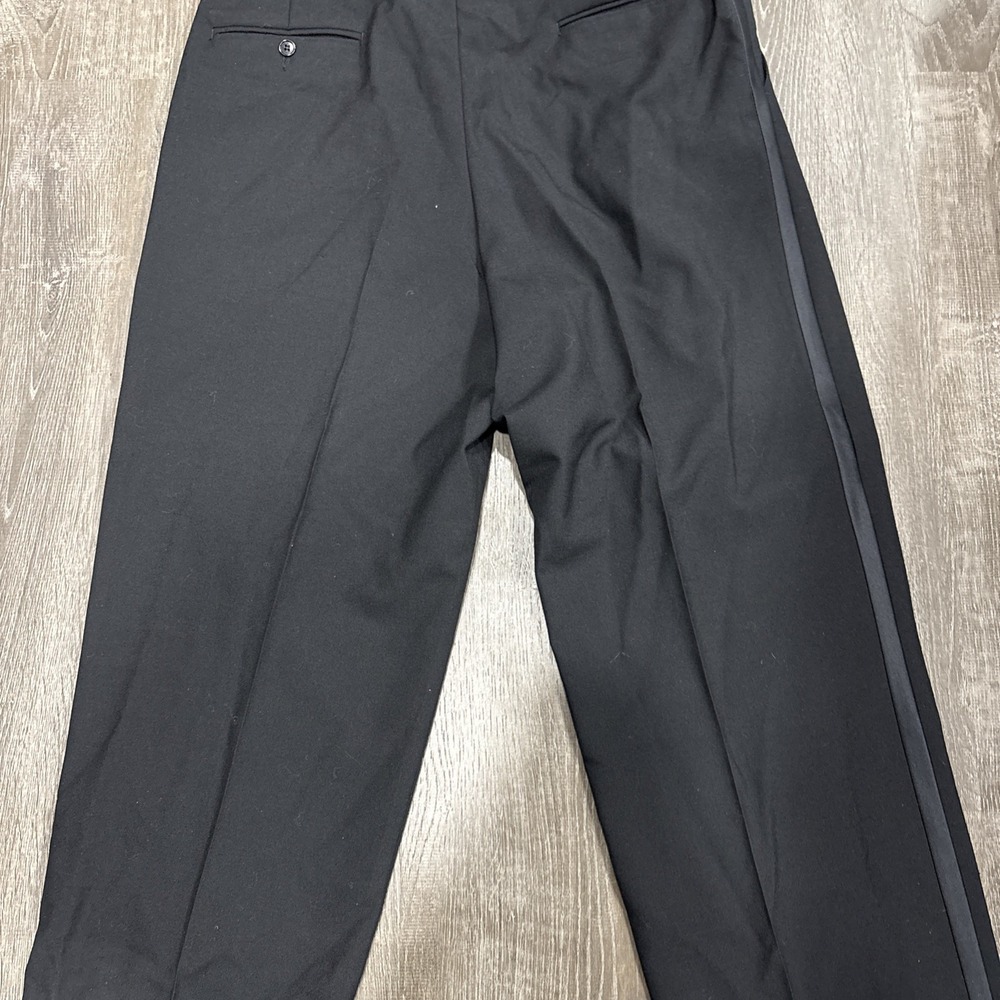 VTG 70s Wool Dress Pants With Suspenders Side Belt Talon Zipper Adjustable 38x31 - Picture 15 of 16